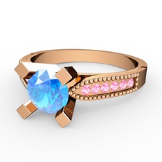 Edina Tektaş Yüzük - Akuamarin ve pembe kuvars 925 ayar rose altın kaplama gümüş yüzük #maba2u
