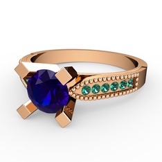 Edina Tektaş Yüzük - Lab safir ve yeşil kuvars 18 ayar rose altın yüzük #motnl