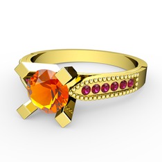 Sitrin ve rodolit garnet 8 ayar altın yüzük
