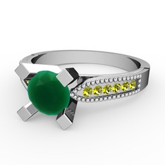 Edina Tektaş Yüzük - Kök zümrüt ve peridot 925 ayar gümüş yüzük #o874h6