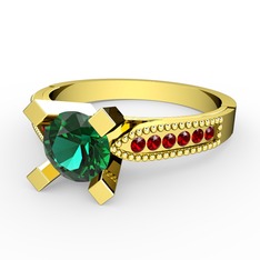 Edina Tektaş Yüzük - Yeşil kuvars ve garnet 8 ayar altın yüzük #ob4l1y