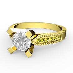 Edina Tektaş Yüzük - Swarovski ve peridot 14 ayar altın yüzük #obpjg6