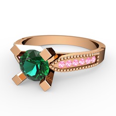 Edina Tektaş Yüzük - Yeşil kuvars ve pembe kuvars 14 ayar rose altın yüzük #on0y7s