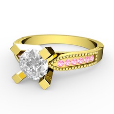 Edina Tektaş Yüzük - Swarovski ve pembe kuvars 18 ayar altın yüzük #paupcd