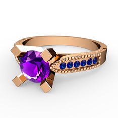 Ametist ve lab safir 925 ayar rose altın kaplama gümüş yüzük