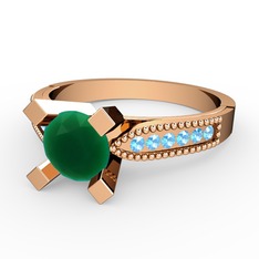 Edina Tektaş Yüzük - Kök zümrüt ve akuamarin 8 ayar rose altın yüzük #qski8a