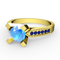 Edina Tektaş Yüzük - Akuamarin ve lab safir 18 ayar altın yüzük #tuis5e