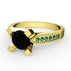 Edina Tektaş Yüzük - Siyah zirkon ve yeşil kuvars 18 ayar altın yüzük #uurd5n