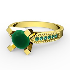 Edina Tektaş Yüzük - Kök zümrüt ve yeşil kuvars 8 ayar altın yüzük #w2kc3j