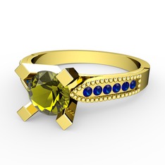 Peridot ve lab safir 8 ayar altın yüzük