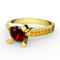 Garnet ve sitrin 14 ayar altın yüzük