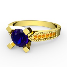 Edina Tektaş Yüzük - Lab safir ve sitrin 8 ayar altın yüzük #x0ikp7