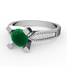 Edina Tektaş Yüzük - Kök zümrüt ve pırlanta 925 ayar gümüş yüzük (0.132 karat) #xj1u14