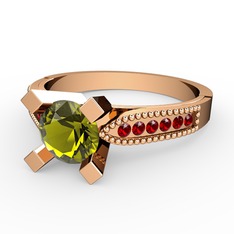 Peridot ve garnet 18 ayar rose altın yüzük