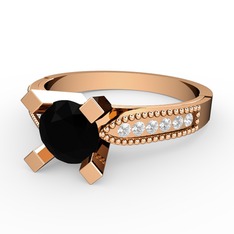 Edina Tektaş Yüzük - Siyah zirkon ve swarovski 14 ayar rose altın yüzük #xxpbgl