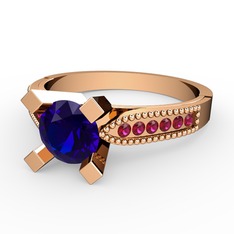 Edina Tektaş Yüzük - Lab safir ve rodolit garnet 18 ayar rose altın yüzük #y0wh0n