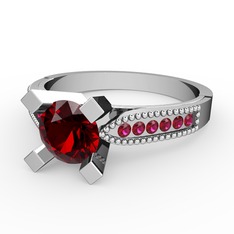 Garnet ve rodolit garnet 14 ayar beyaz altın yüzük