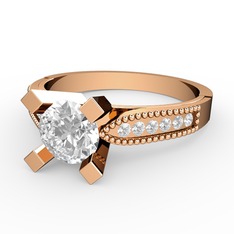 Edina Tektaş Yüzük - Pırlanta ve swarovski 925 ayar rose altın kaplama gümüş yüzük (0.66 karat) #zvftkf