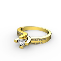 Swarovski ve dumanlı kuvars 925 ayar altın kaplama gümüş yüzük