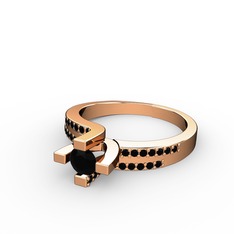 Lucid Tektaş Yüzük - Siyah zirkon 14 ayar rose altın yüzük #11qhzxf