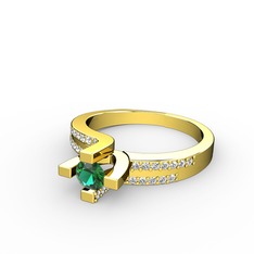 Lucid Tektaş Yüzük - Yeşil kuvars ve pırlanta 18 ayar altın yüzük (0.2992 karat) #11ziy4j