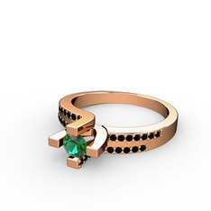 Yeşil kuvars ve siyah zirkon 8 ayar rose altın yüzük