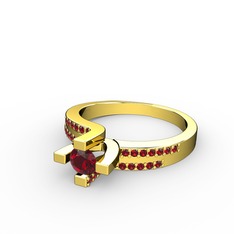 Lucid Tektaş Yüzük - Garnet 925 ayar altın kaplama gümüş yüzük #18e2bir