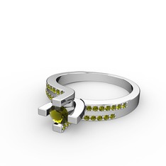 Lucid Tektaş Yüzük - Peridot 14 ayar beyaz altın yüzük #195yvhf