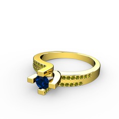 Lab safir ve peridot 14 ayar altın yüzük