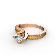 Lucid Tektaş Yüzük - Swarovski ve sitrin 18 ayar rose altın yüzük #1cvn6h