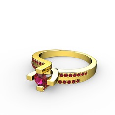 Lucid Tektaş Yüzük - Rodolit garnet ve garnet 925 ayar altın kaplama gümüş yüzük #1d4ltx7