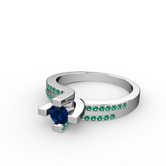 Lucid Tektaş Yüzük - Lab safir ve yeşil kuvars 925 ayar gümüş yüzük #1e6o84d