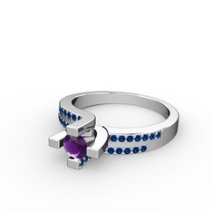 Lucid Tektaş Yüzük - Ametist ve lab safir 925 ayar gümüş yüzük #1jgvtc0