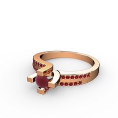Lucid Tektaş Yüzük - Kök yakut ve garnet 14 ayar rose altın yüzük #1nlsn2u