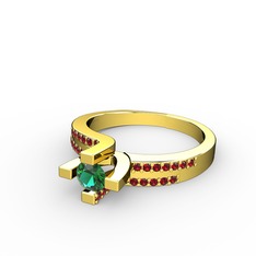 Lucid Tektaş Yüzük - Yeşil kuvars ve garnet 18 ayar altın yüzük #1nprlkw