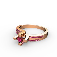 Lucid Tektaş Yüzük - Rodolit garnet 14 ayar rose altın yüzük #1od9oy