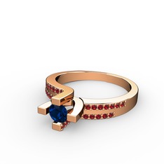 Lab safir ve garnet 18 ayar rose altın yüzük