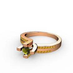Lucid Tektaş Yüzük - Peridot ve sitrin 14 ayar rose altın yüzük #1po4est