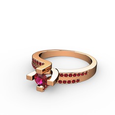 Lucid Tektaş Yüzük - Rodolit garnet ve garnet 18 ayar rose altın yüzük #1pw8rxo
