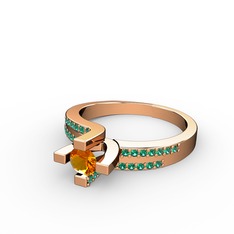 Sitrin ve yeşil kuvars 8 ayar rose altın yüzük