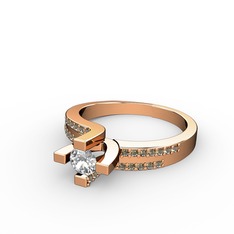 Lucid Tektaş Yüzük - Swarovski ve dumanlı kuvars 8 ayar rose altın yüzük #1vln3a7