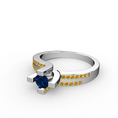 Lucid Tektaş Yüzük - Lab safir ve sitrin 925 ayar gümüş yüzük #1vuesxk