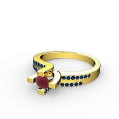 Lucid Tektaş Yüzük - Kök yakut ve lab safir 8 ayar altın yüzük #1xvncoq