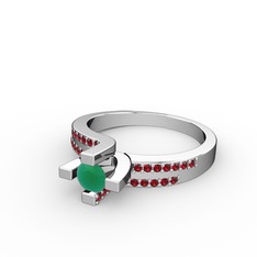 Kök zümrüt ve garnet 925 ayar gümüş yüzük