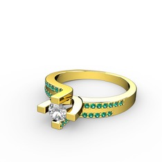 Lucid Tektaş Yüzük - Pırlanta ve yeşil kuvars 18 ayar altın yüzük (0.24 karat) #4i27bg