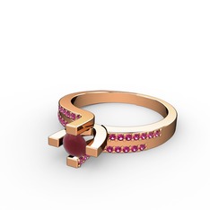 Lucid Tektaş Yüzük - Kök yakut ve rodolit garnet 8 ayar rose altın yüzük #4x6apc