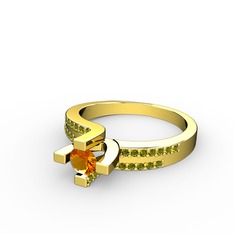 Sitrin ve peridot 925 ayar altın kaplama gümüş yüzük