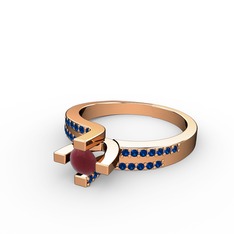 Lucid Tektaş Yüzük - Kök yakut ve lab safir 925 ayar rose altın kaplama gümüş yüzük #625rdi