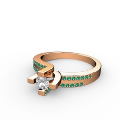 Swarovski ve yeşil kuvars 8 ayar rose altın yüzük