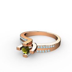 Peridot ve akuamarin 925 ayar rose altın kaplama gümüş yüzük